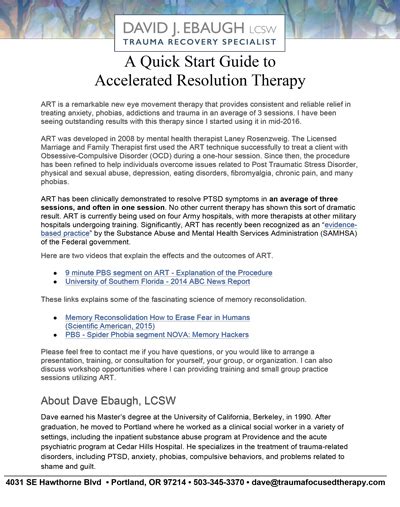 We are a group practice, specializing in the treatment of different emotional stressors and populations Our mission is to provide excellent therapeutic services with individualized treatments for children, teens, adults, couples , families and their emotional needs. . Accelerated resolution therapy script
